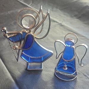 Blue and Silver Angel Figurines